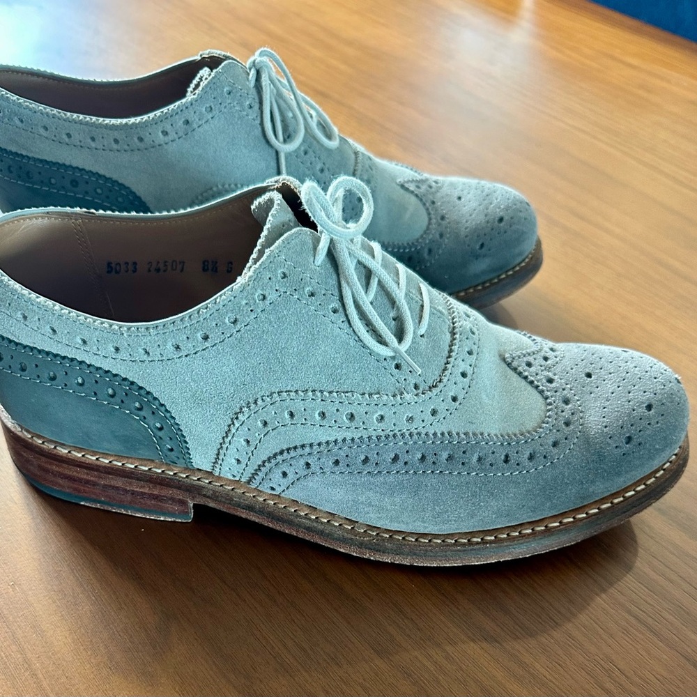 GRENSON of England Two Tone Grey Suede Lace up Brogues -UK size 8.5 /US size 9.5